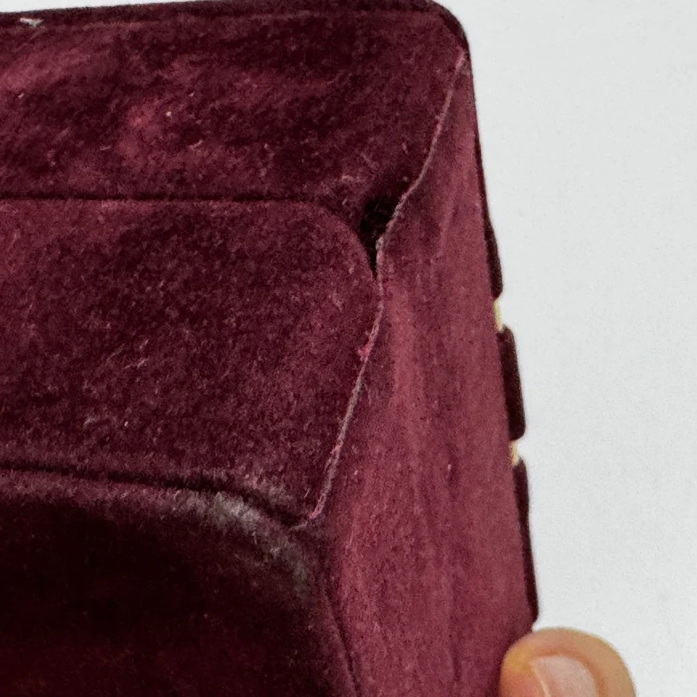 Vtg Burgundy Velvet Jewelry Box Gold Stripe Snap Closure Travel Case Organizer
